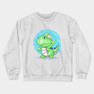 Cartoon dino walking Crewneck Sweatshirt